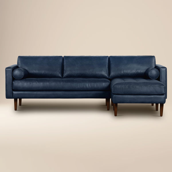 Napa 104.5" Leather Right-Facing Sectional Sofa | Midnight Blue