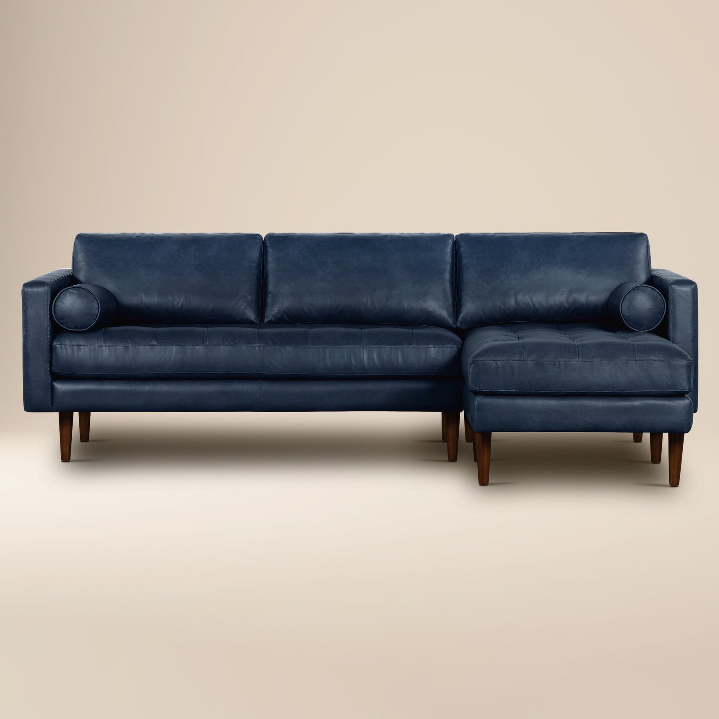 Napa 104.5" Leather Right-Facing Sectional Sofa | Midnight Blue