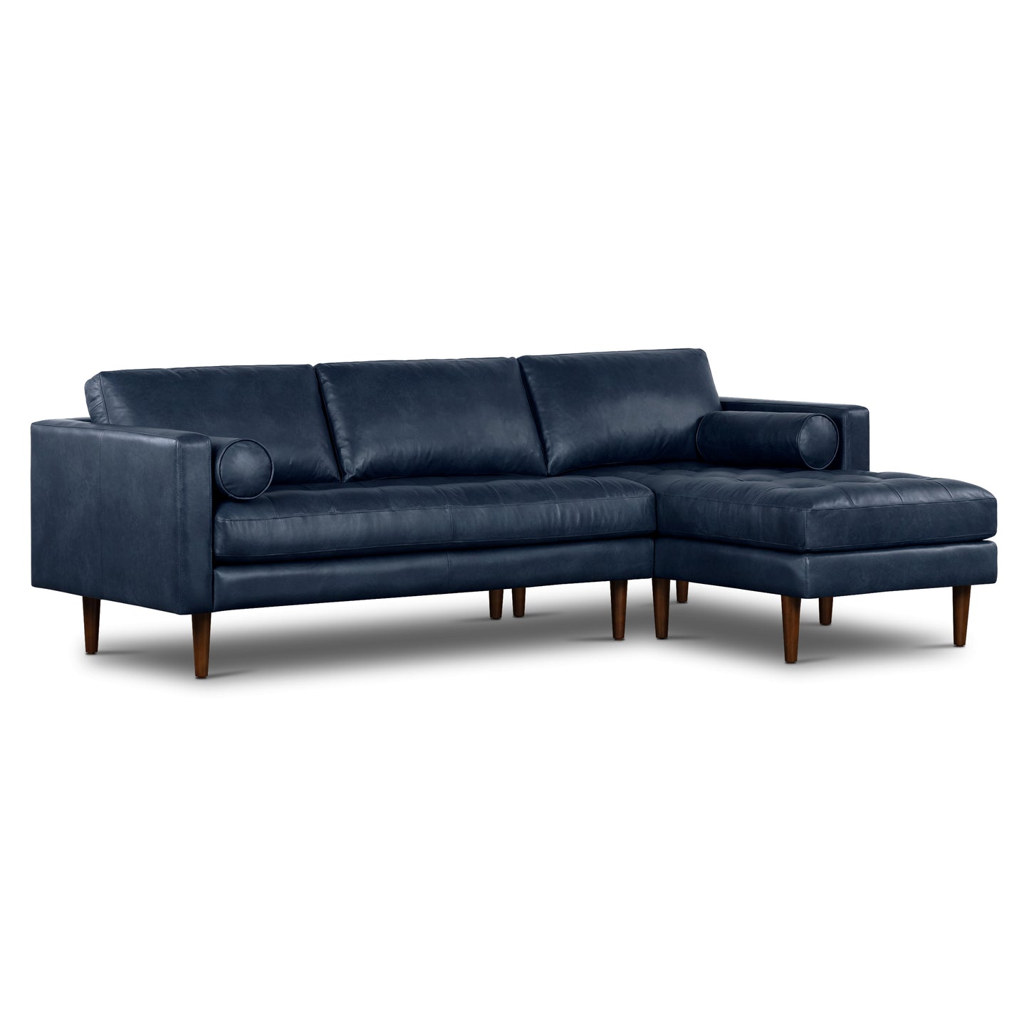 Napa 104.5" Leather Right-Facing Sectional Sofa | Midnight Blue