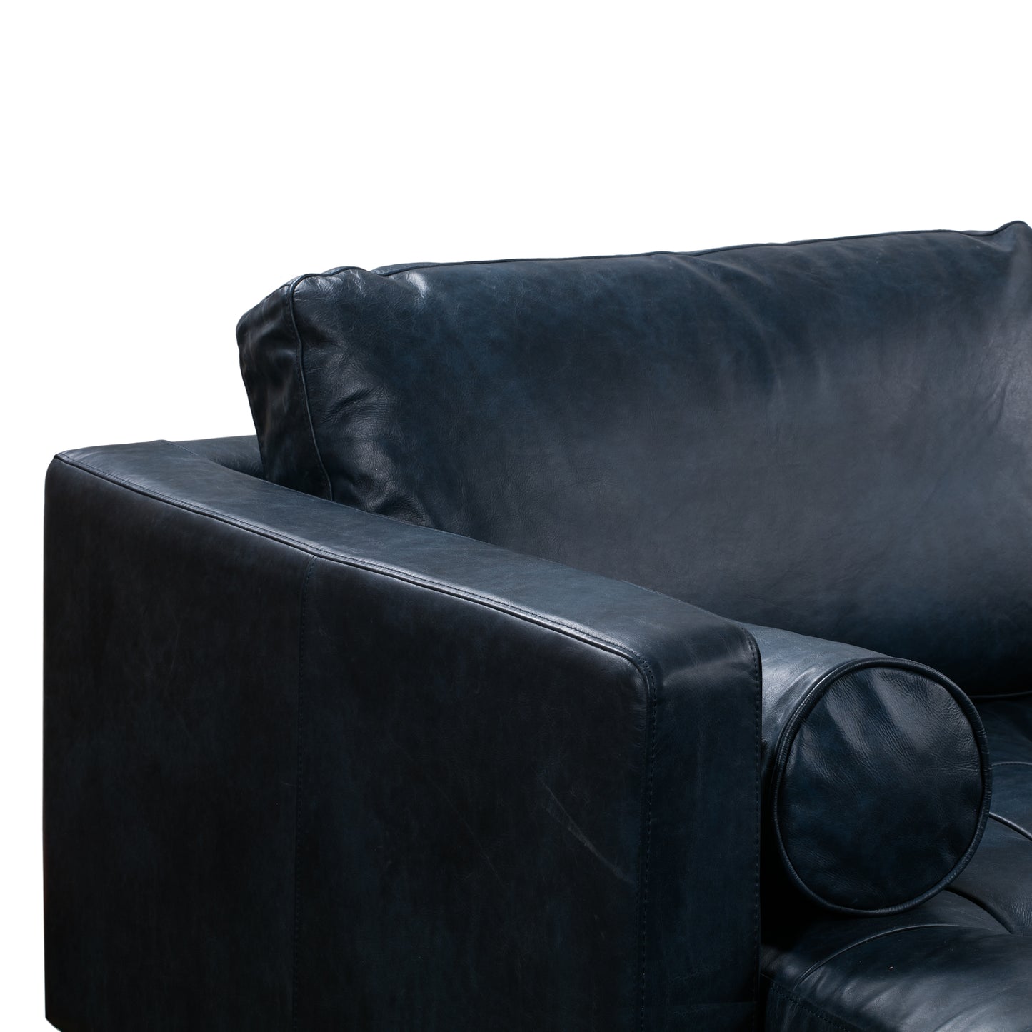 Napa 104.5" Leather Left-Facing Sectional Sofa | Midnight Blue