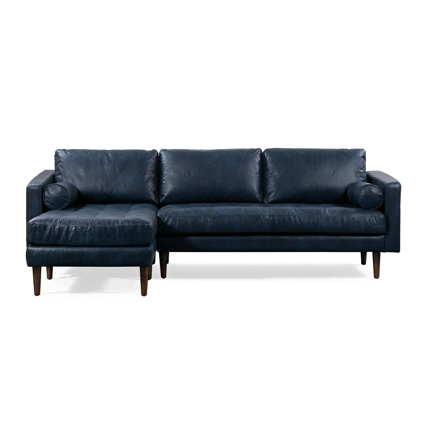 Napa 104.5" Leather Left-Facing Sectional Sofa | Midnight Blue
