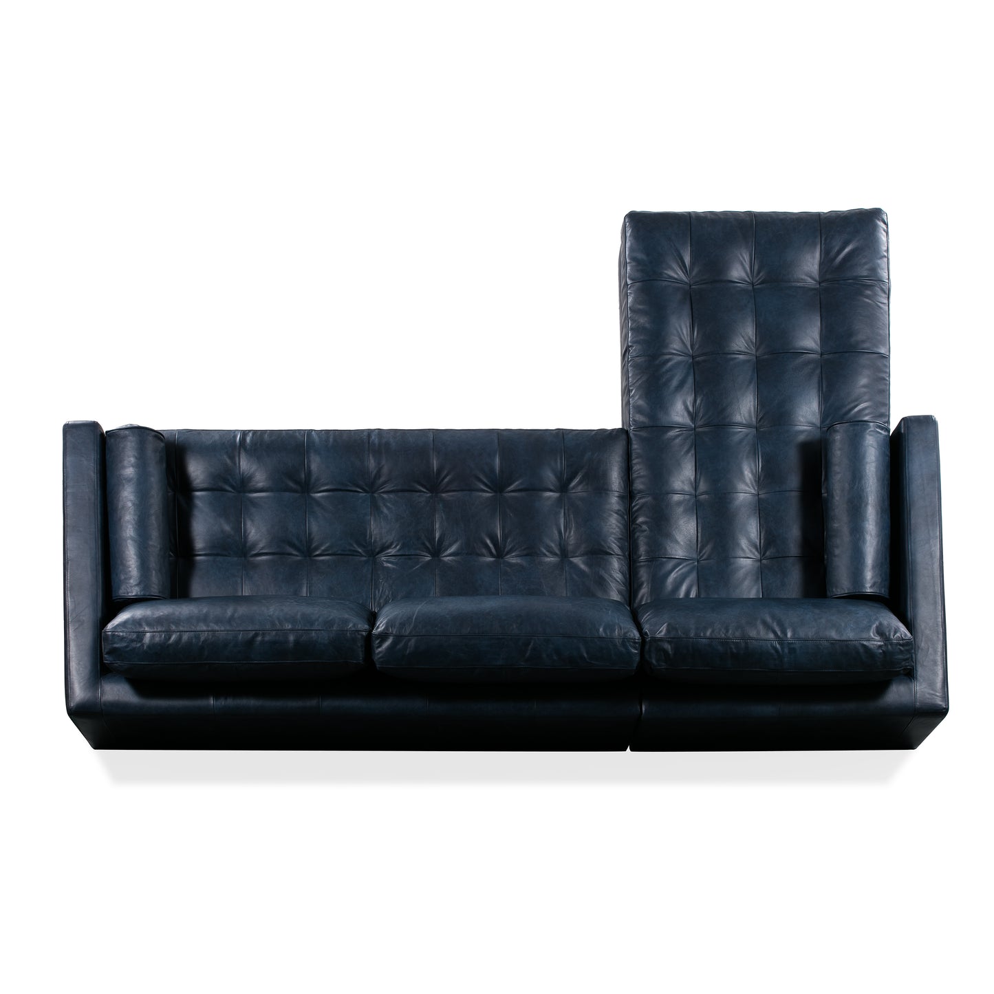 Napa 104.5" Leather Left-Facing Sectional Sofa | Midnight Blue