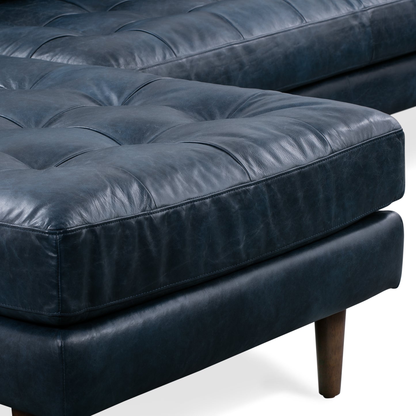 Napa 104.5" Leather Left-Facing Sectional Sofa | Midnight Blue