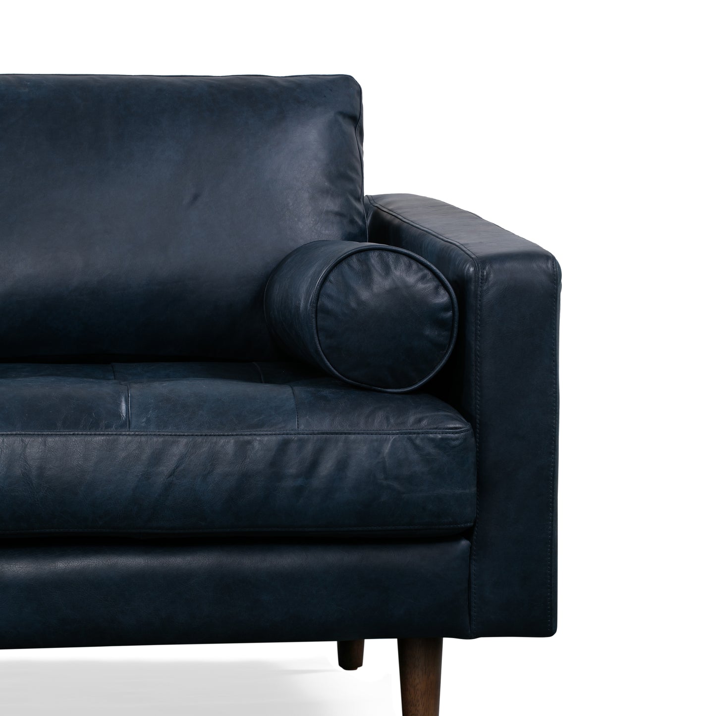 Napa 104.5" Leather Left-Facing Sectional Sofa | Midnight Blue
