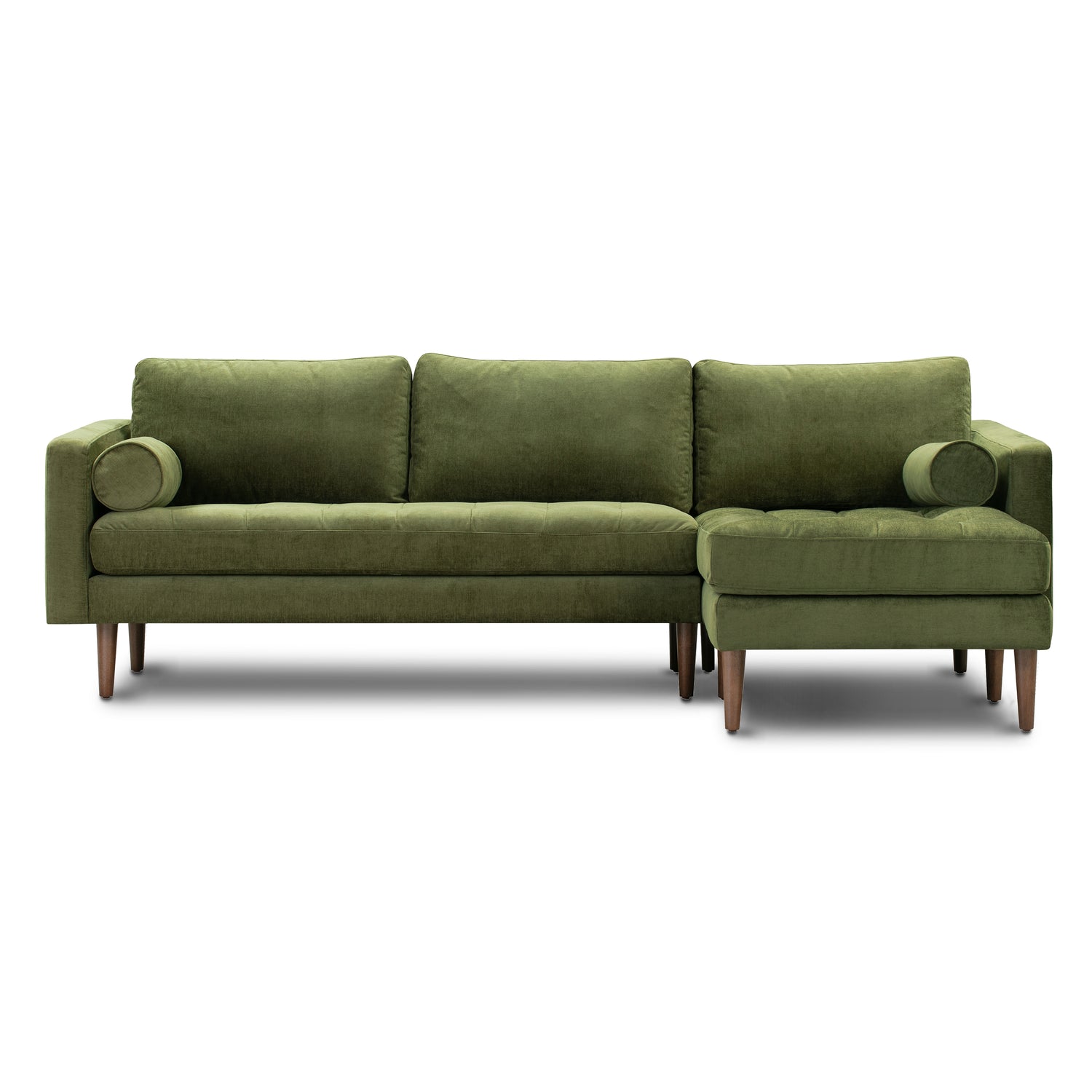 Napa Velvet Right-Facing Sectional Sofa | Distressed Green 