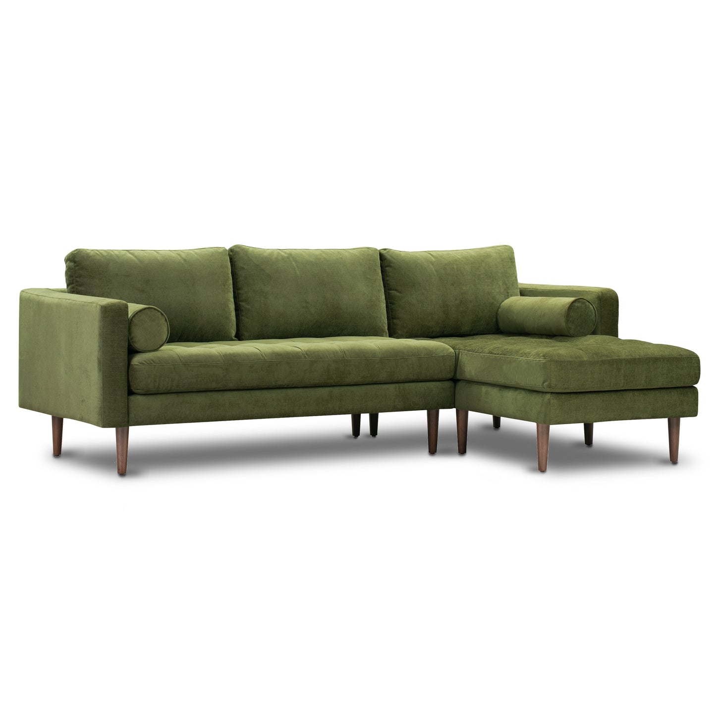 Napa Velvet Right-Facing Sectional Sofa | Distressed Green