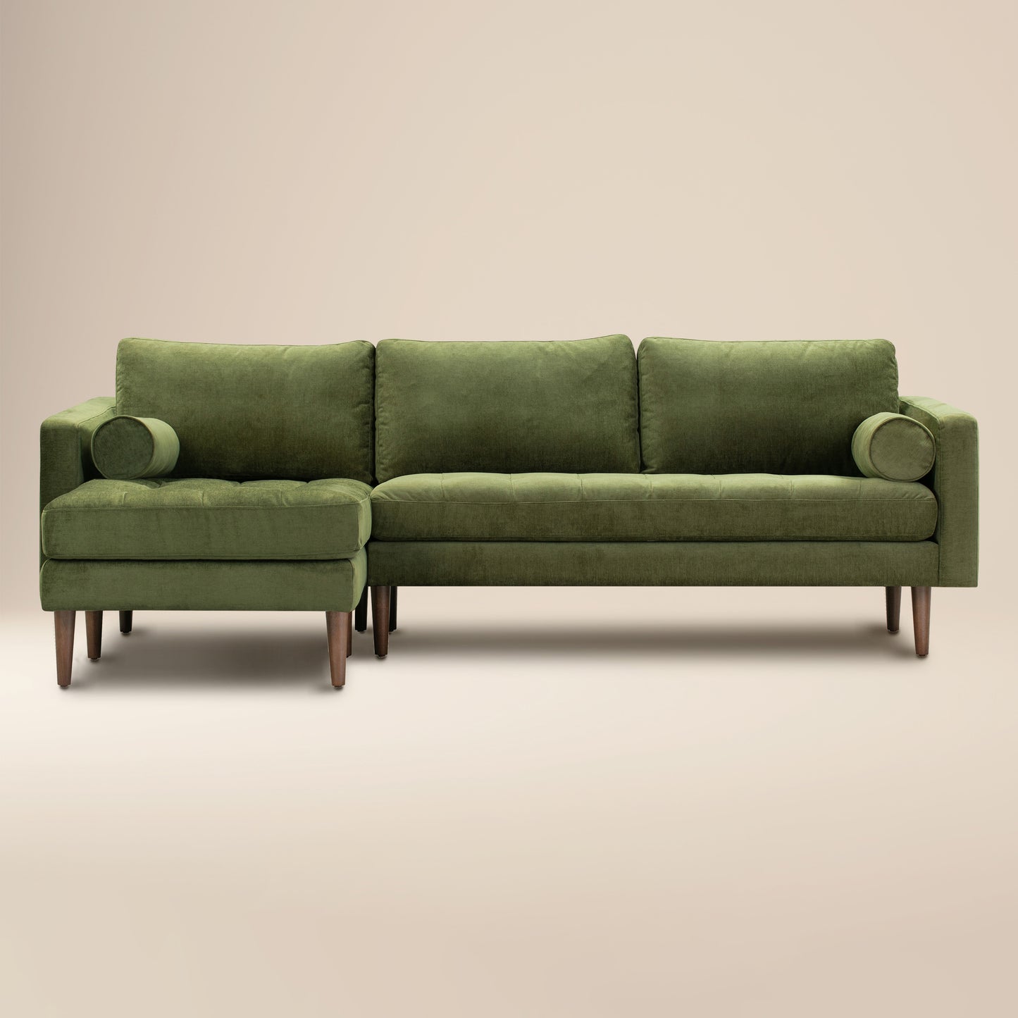 Napa Velvet Left-Facing Sectional Sofa | Distressed Green