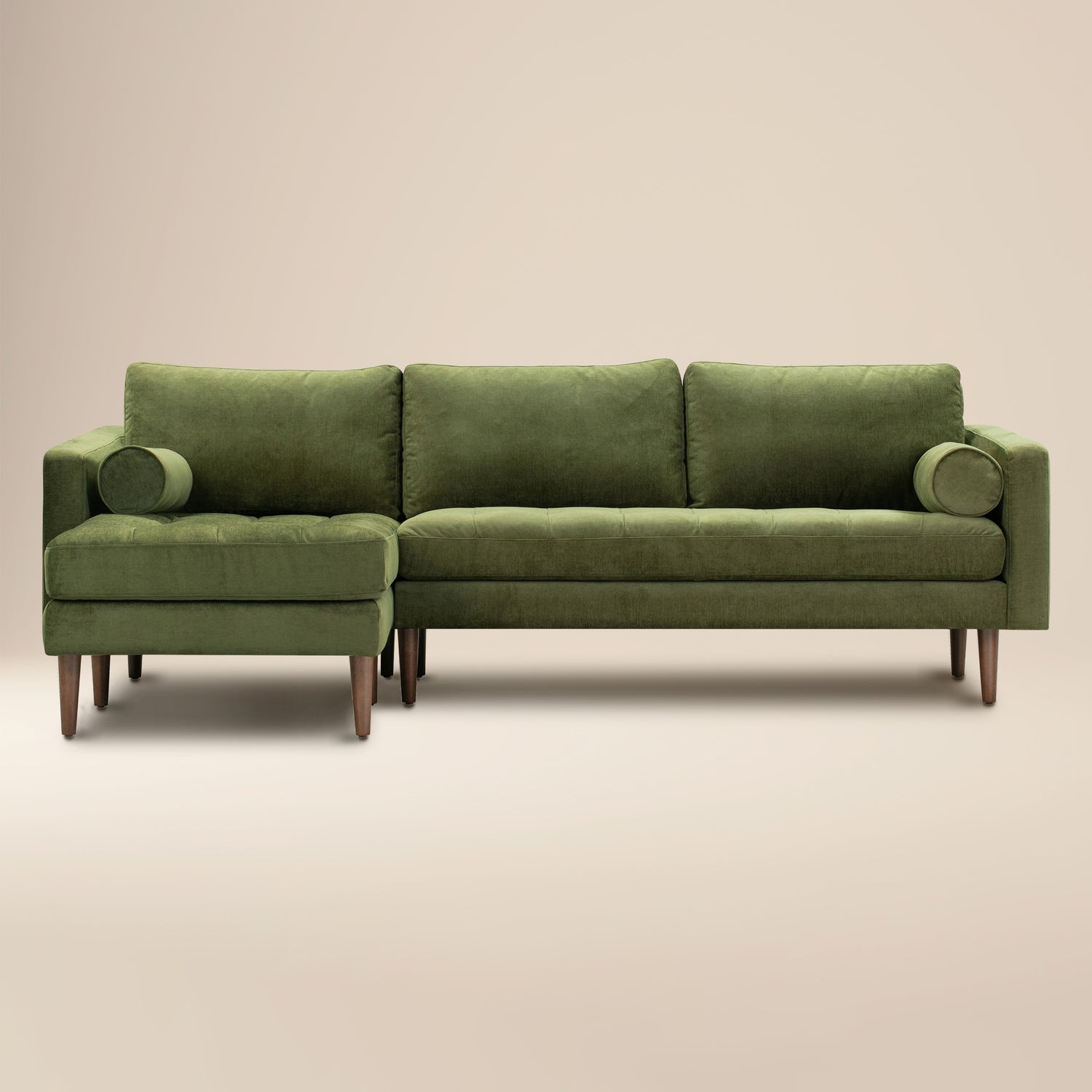 Napa Velvet Left-Facing Sectional Sofa | Distressed Green 