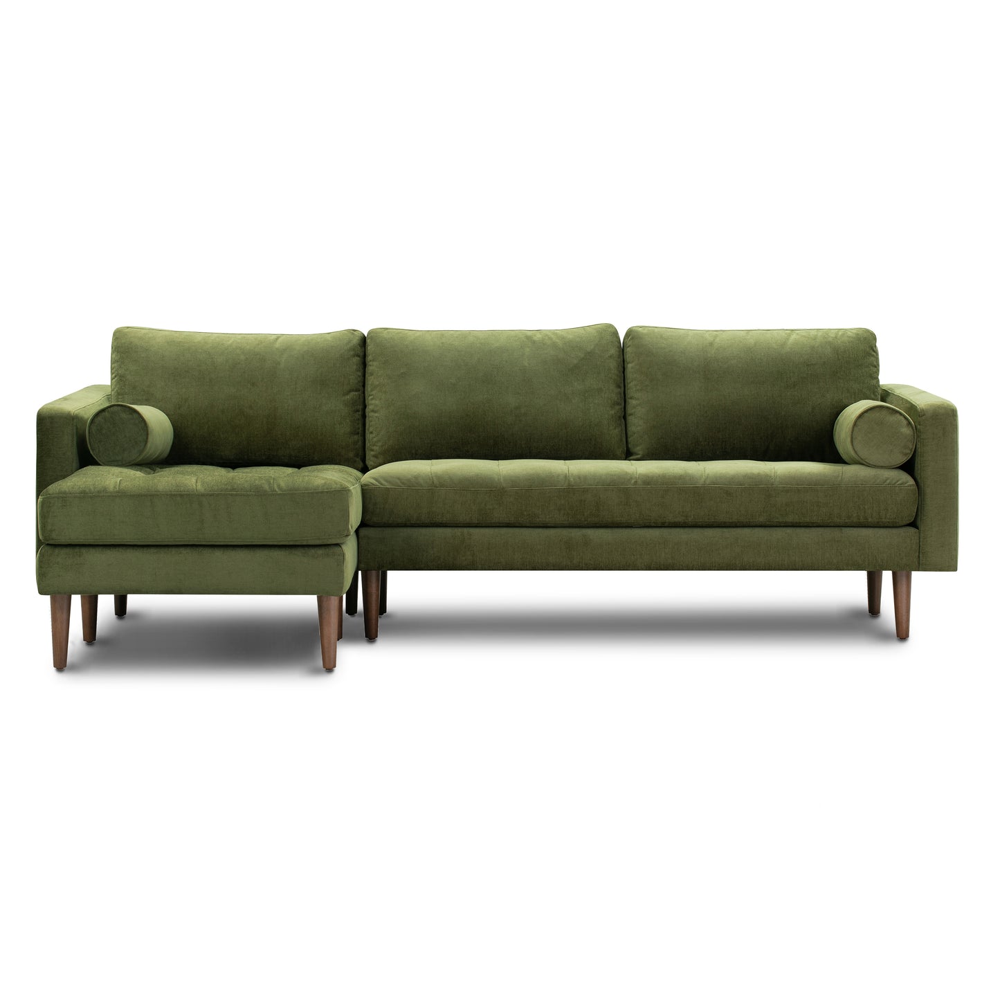 Napa Velvet Left-Facing Sectional Sofa | Distressed Green