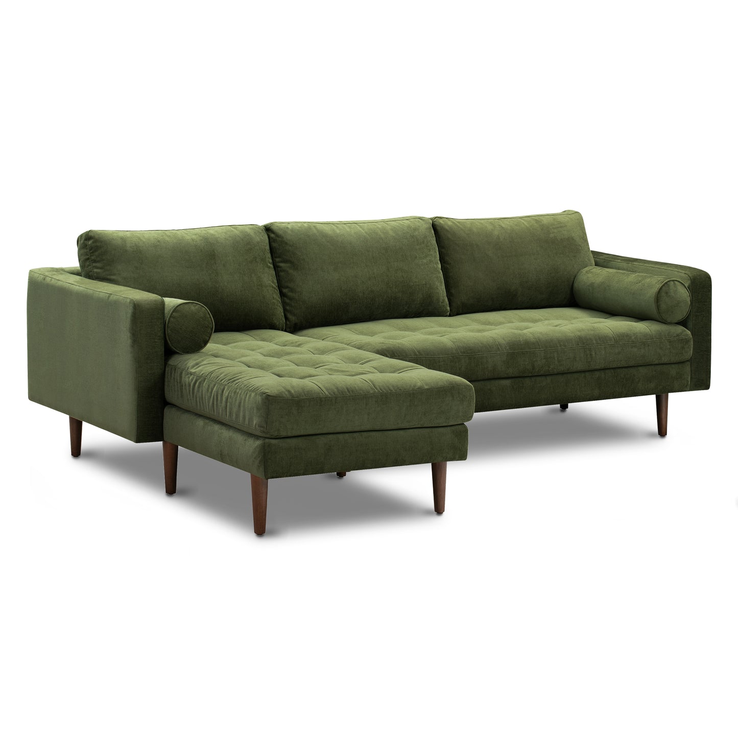 Napa Velvet Left-Facing Sectional Sofa | Distressed Green