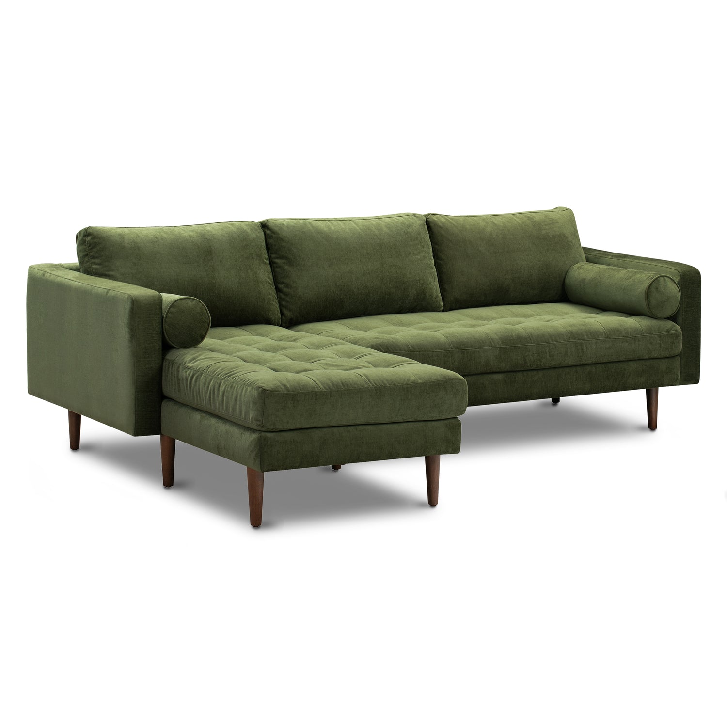 Napa Velvet Left-Facing Sectional Sofa | Distressed Green 