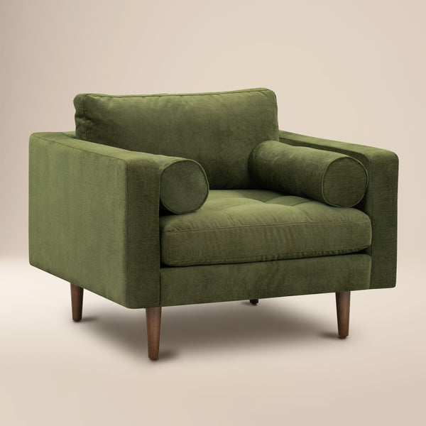 Napa Velvet Lounge Chair | Distressed Green | Single
