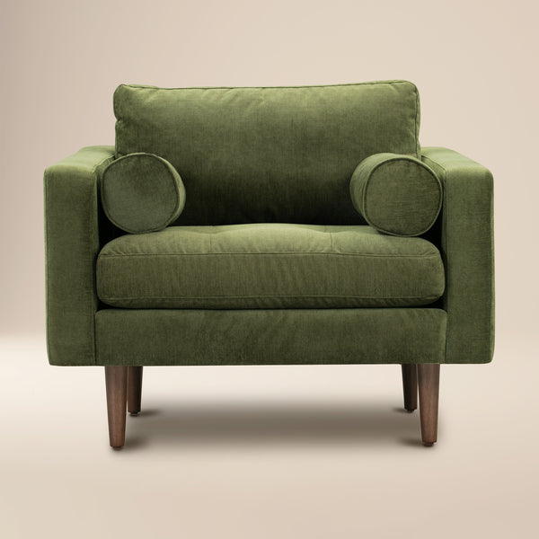Napa Velvet Lounge Chair | Distressed Green | Single