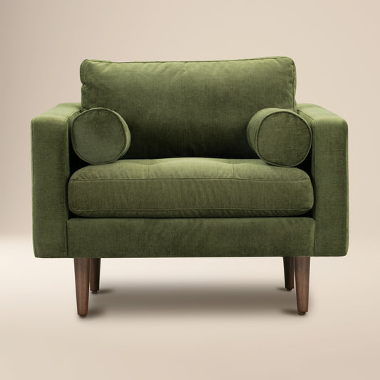 Napa Velvet Lounge Chair | Distressed Green | Single