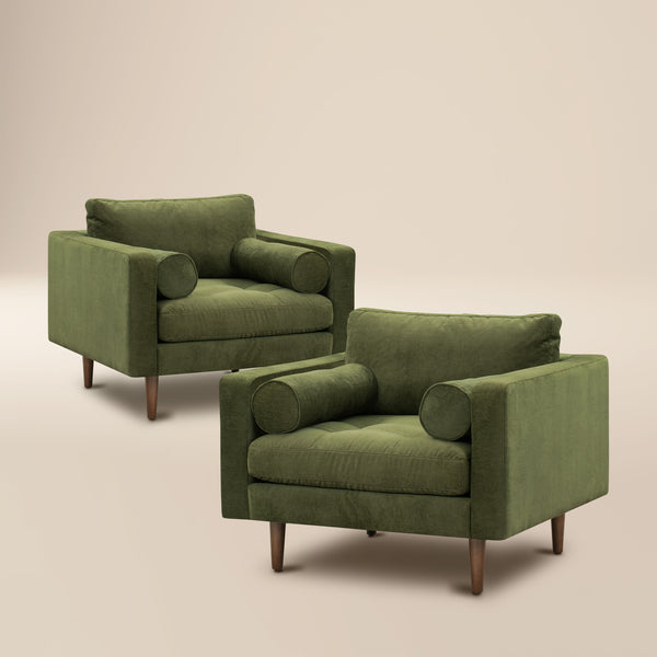 Napa Velvet Lounge Chair | Distressed Green | Set of 2