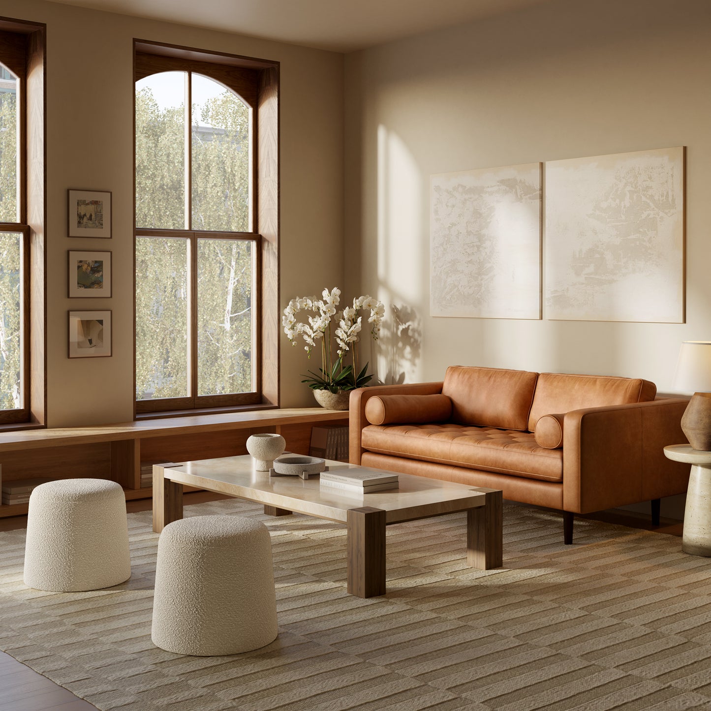 Napa 72" Leather Apartment Sofa | Cognac Tan