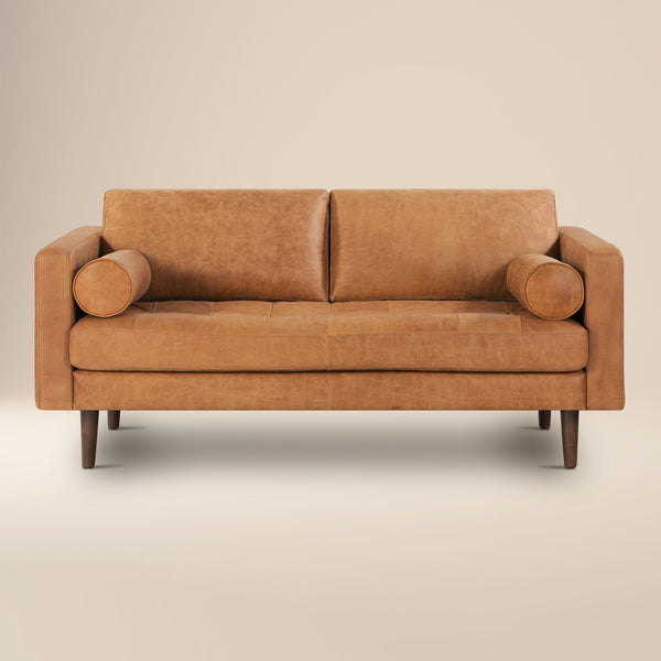Napa 72" Leather Apartment Sofa | Cognac Tan