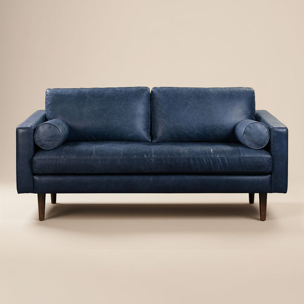 Napa 72" Leather Apartment Sofa | Midnight Blue