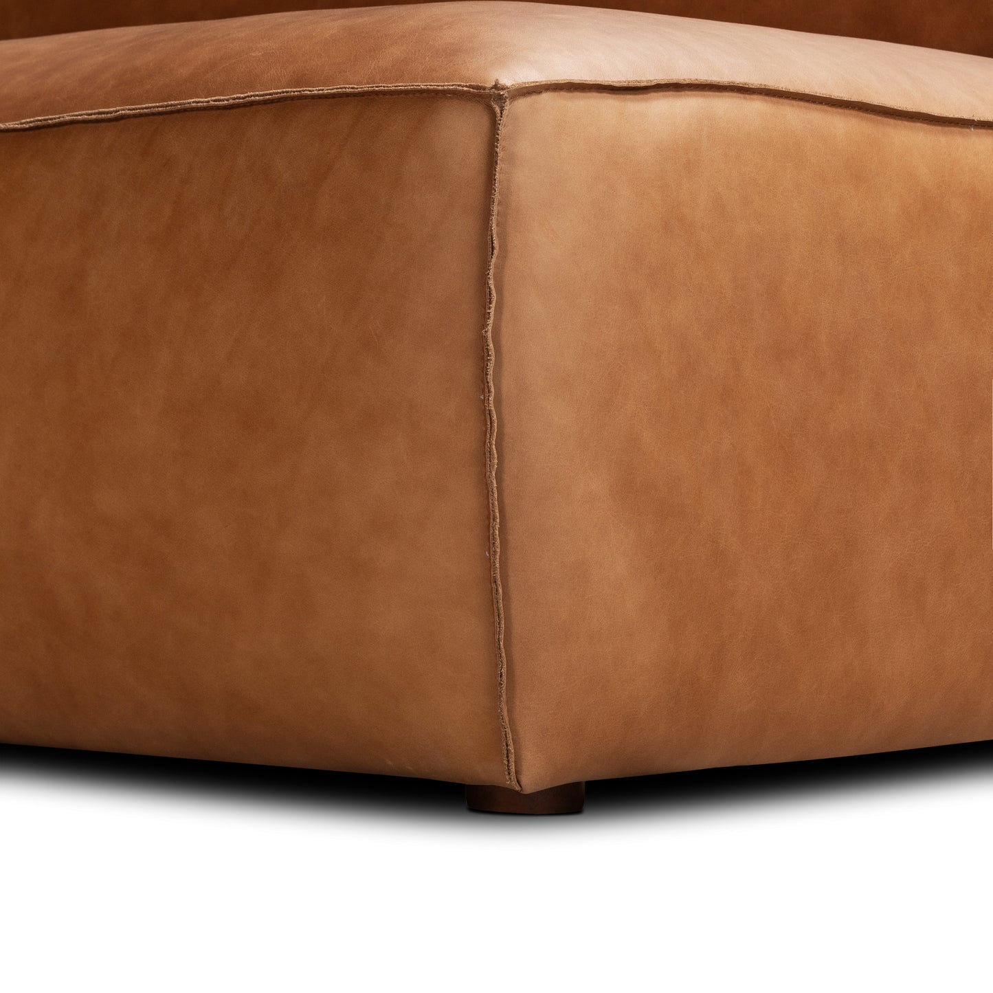 Piazza 123.5" Leather L-Shaped Corner Sectional Sofa | Saddle Tan