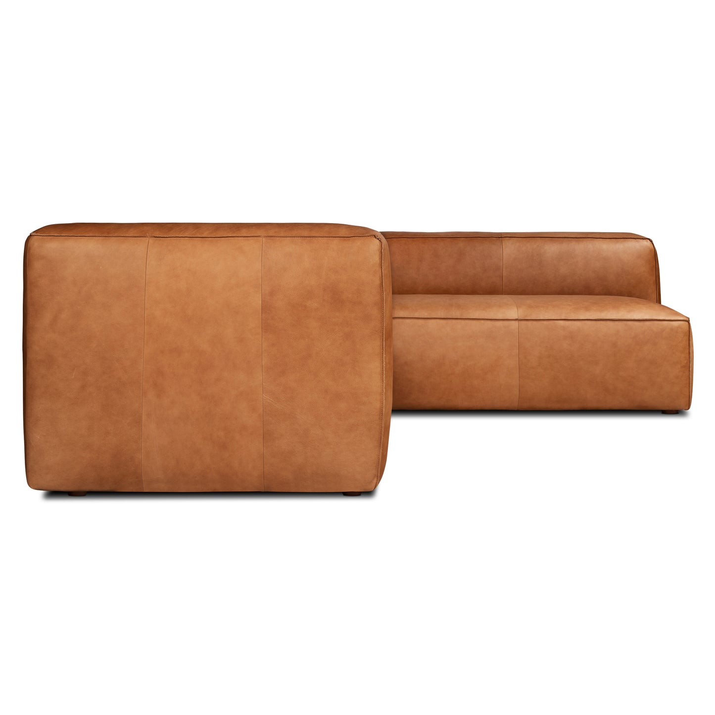 Piazza 123.5" Leather L-Shaped Corner Sectional Sofa | Saddle Tan