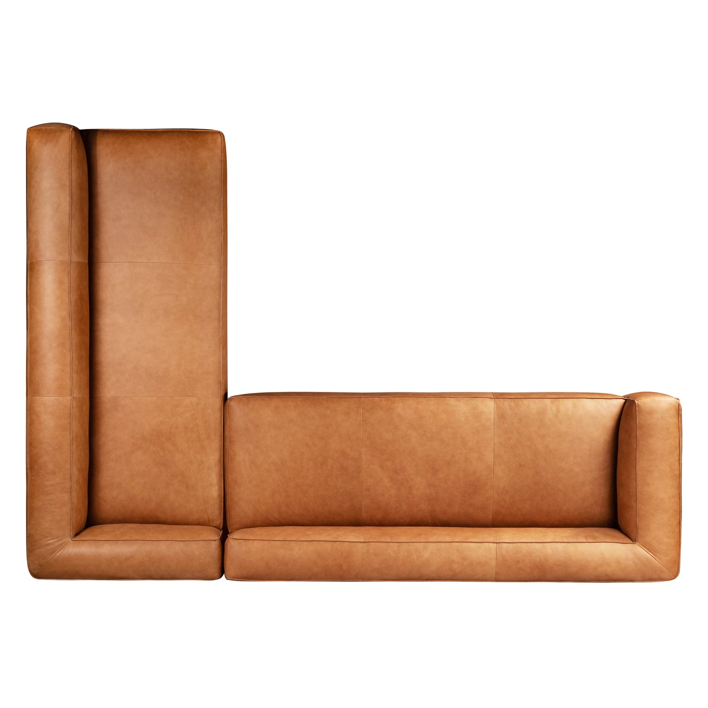 Piazza 123.5" Leather L-Shaped Corner Sectional Sofa | Saddle Tan