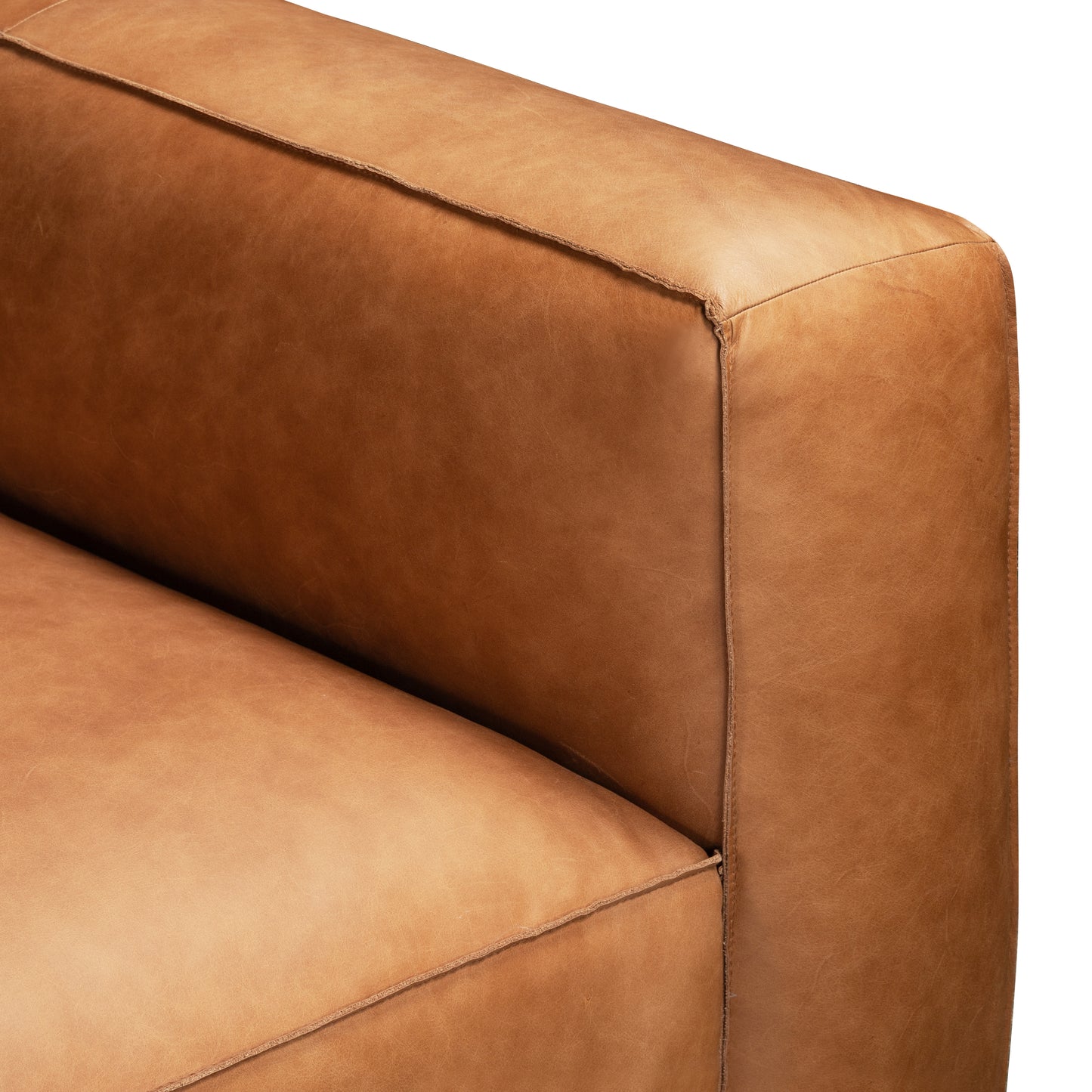 Piazza 123.5" Leather L-Shaped Corner Sectional Sofa | Saddle Tan