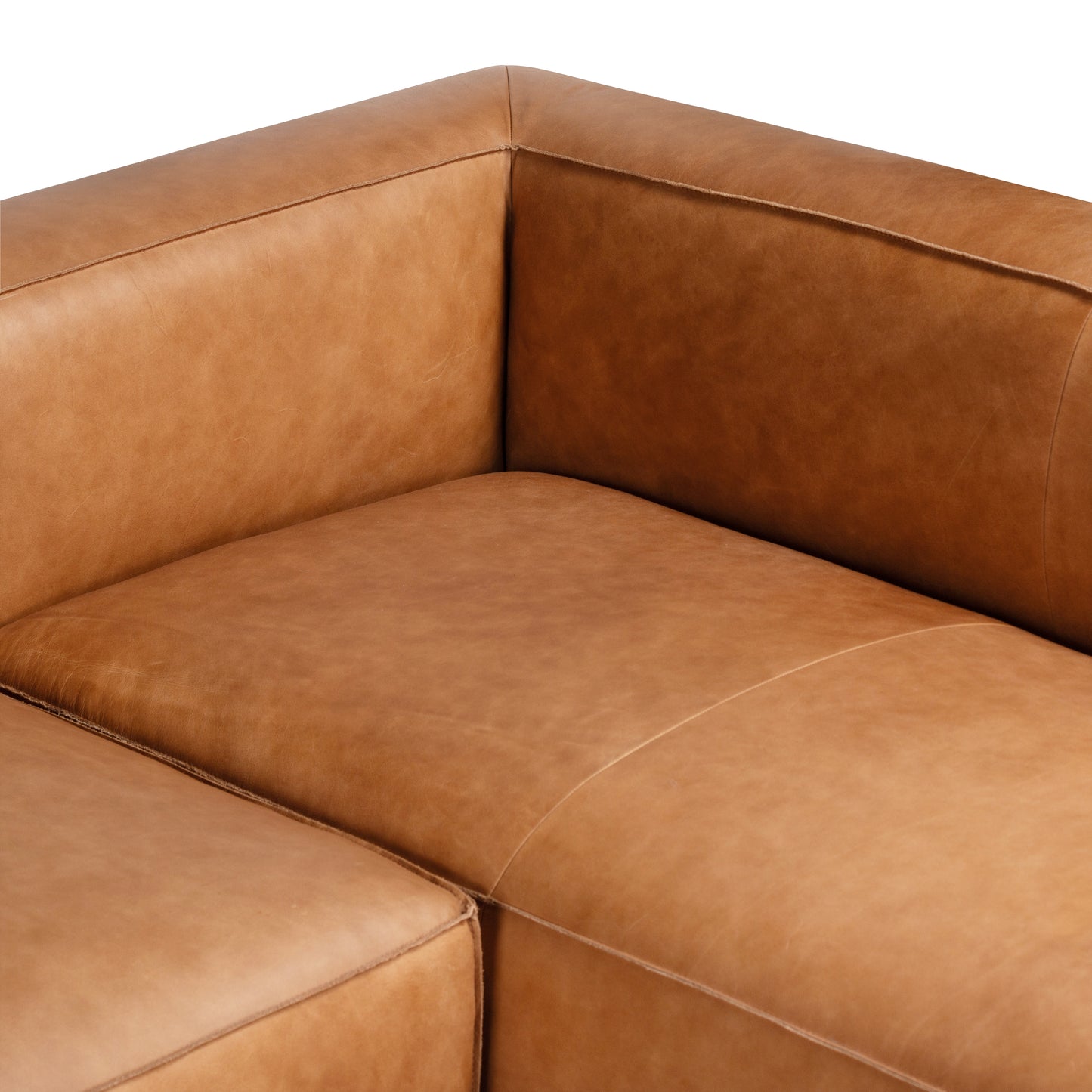 Piazza 123.5" Leather L-Shaped Corner Sectional Sofa | Saddle Tan