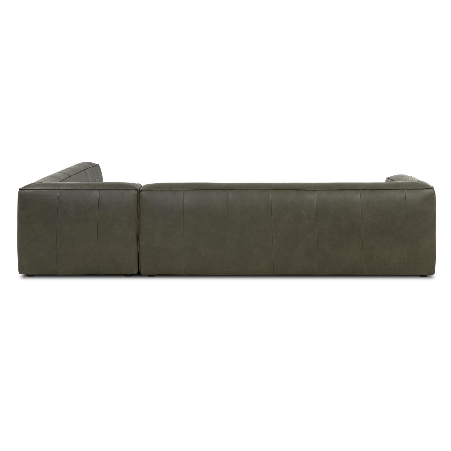 Piazza 123.5" Leather L-Shaped Corner Sectional Sofa | Olivine Green