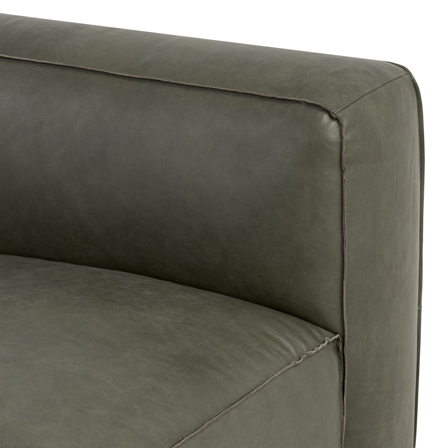 Piazza 123.5" Leather L-Shaped Corner Sectional Sofa | Olivine Green