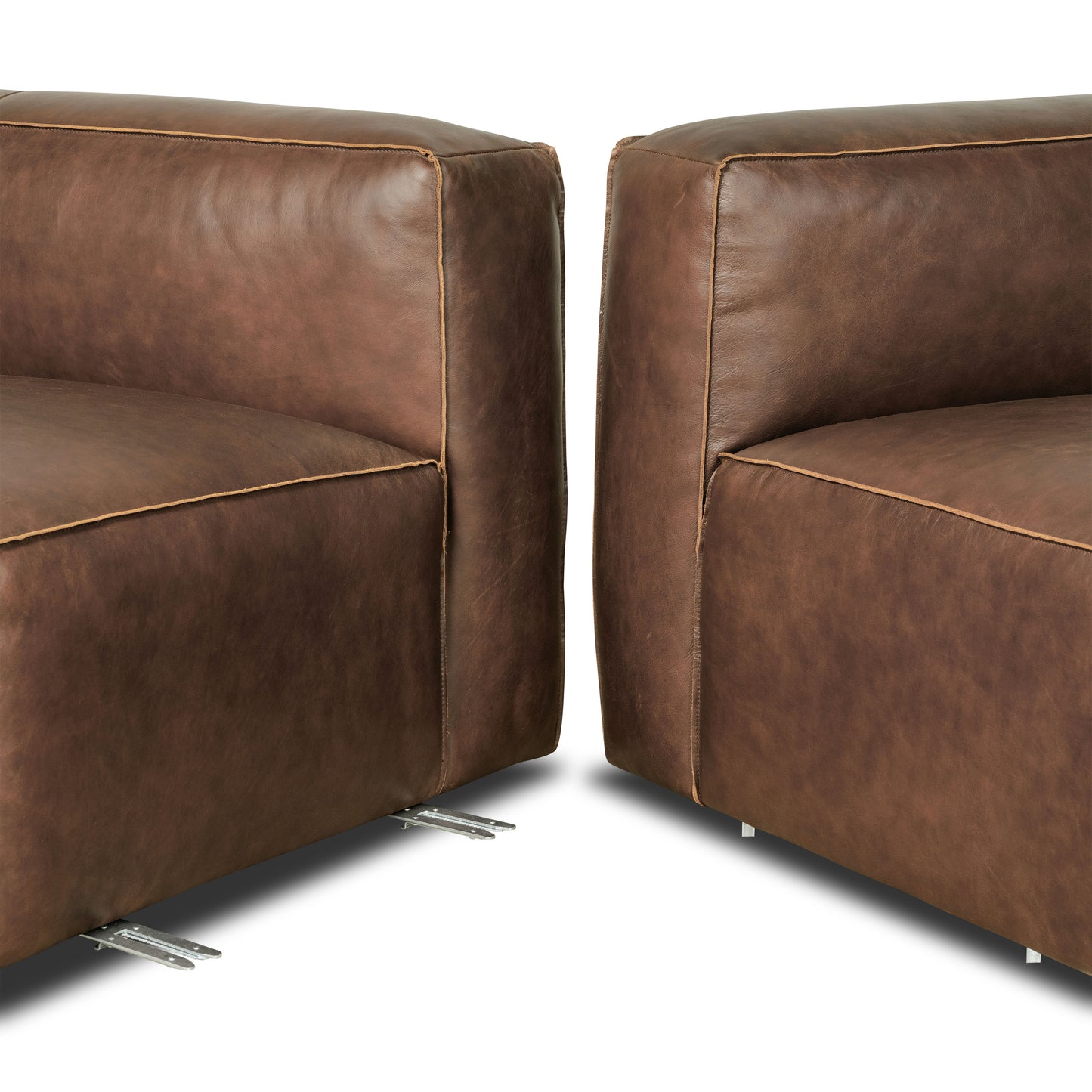 Piazza 124.5" Leather L-Shaped Sectional Sofa | Reserve Brown