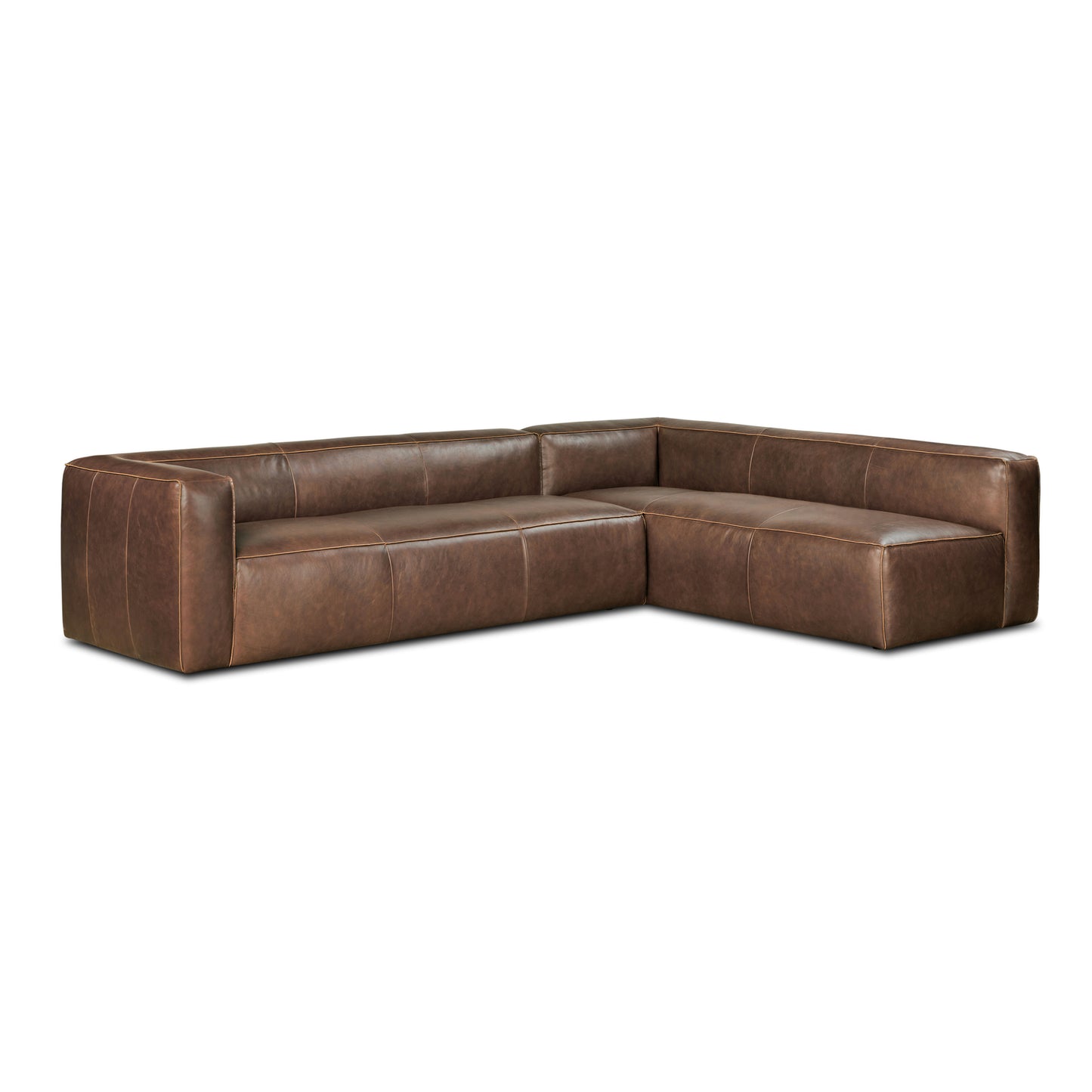 Piazza 124.5" Leather L-Shaped Sectional Sofa | Reserve Brown