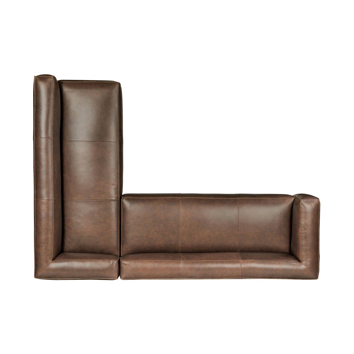 Piazza 124.5" Leather L-Shaped Sectional Sofa | Reserve Brown