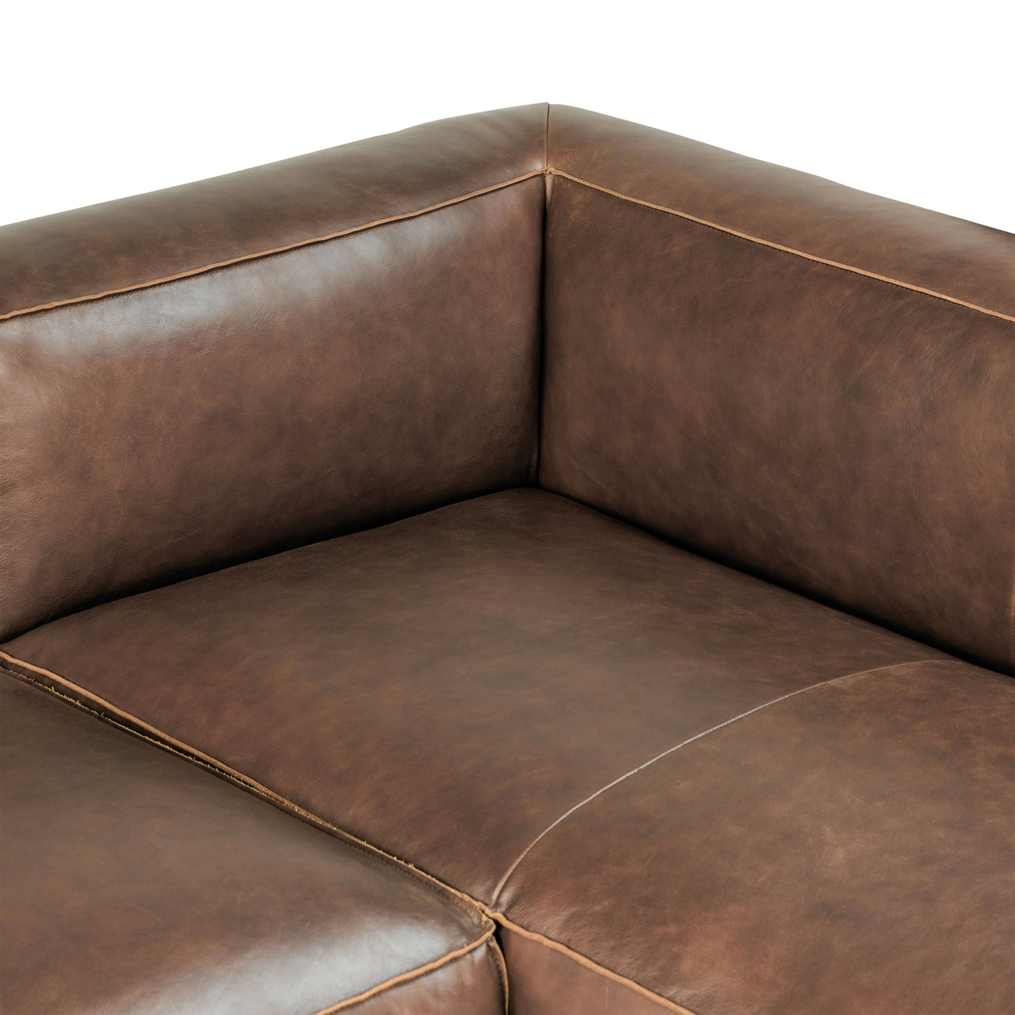 Piazza 124.5" Leather L-Shaped Sectional Sofa | Reserve Brown