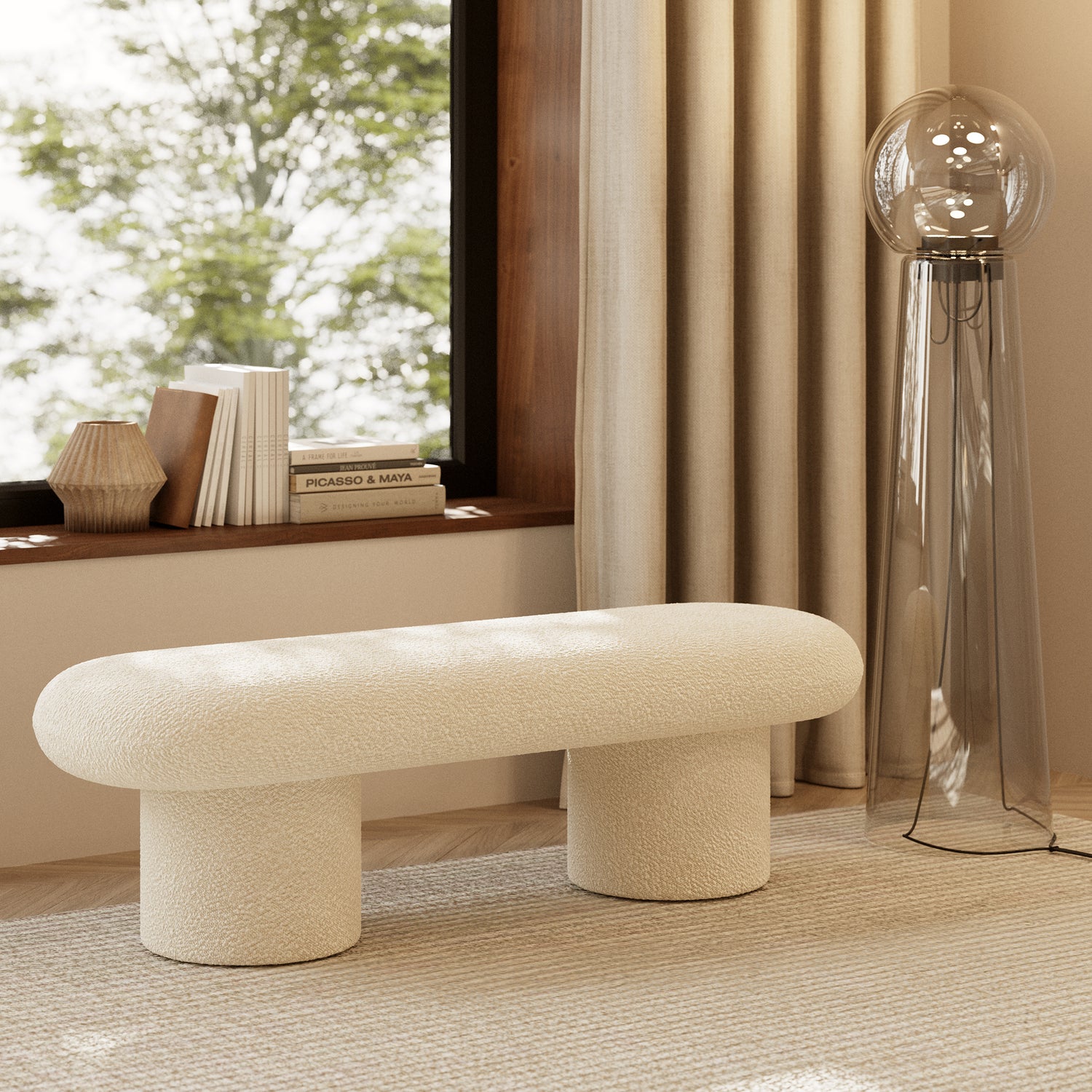 Este Bench | Crema White Boucle lifestyle_image