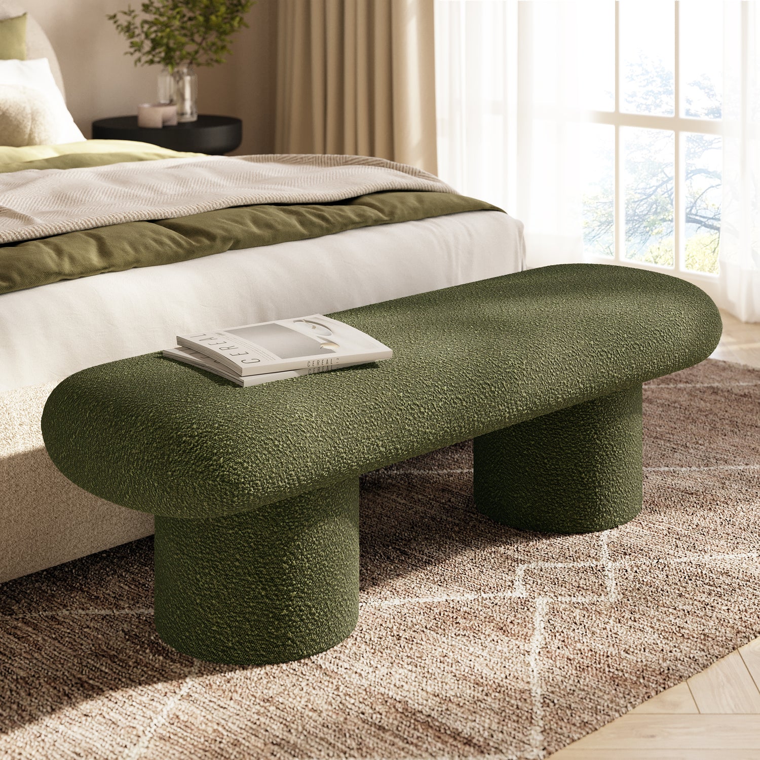 Este Bench | Fern Green Boucle 