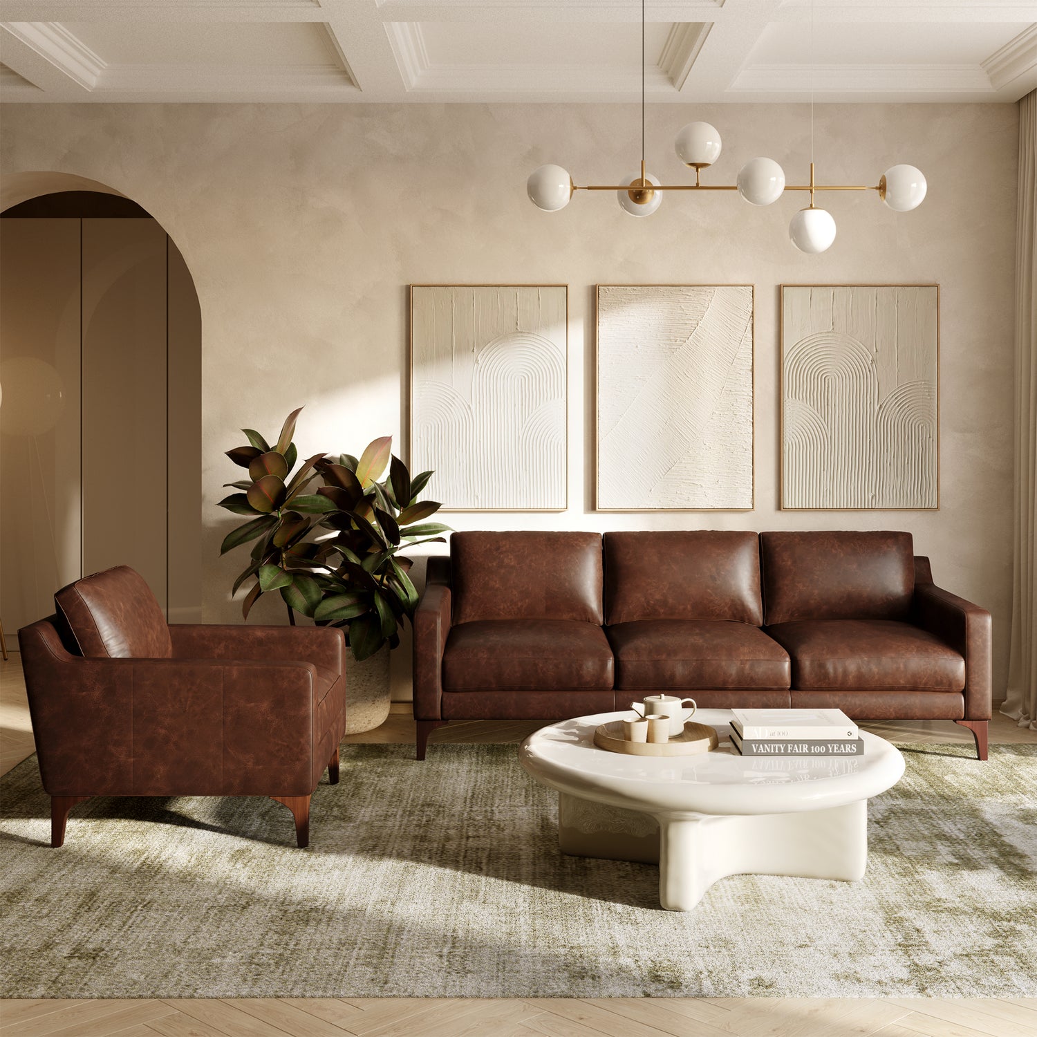 Sorrento Leather Lounge Chair | Chocolate Brown 