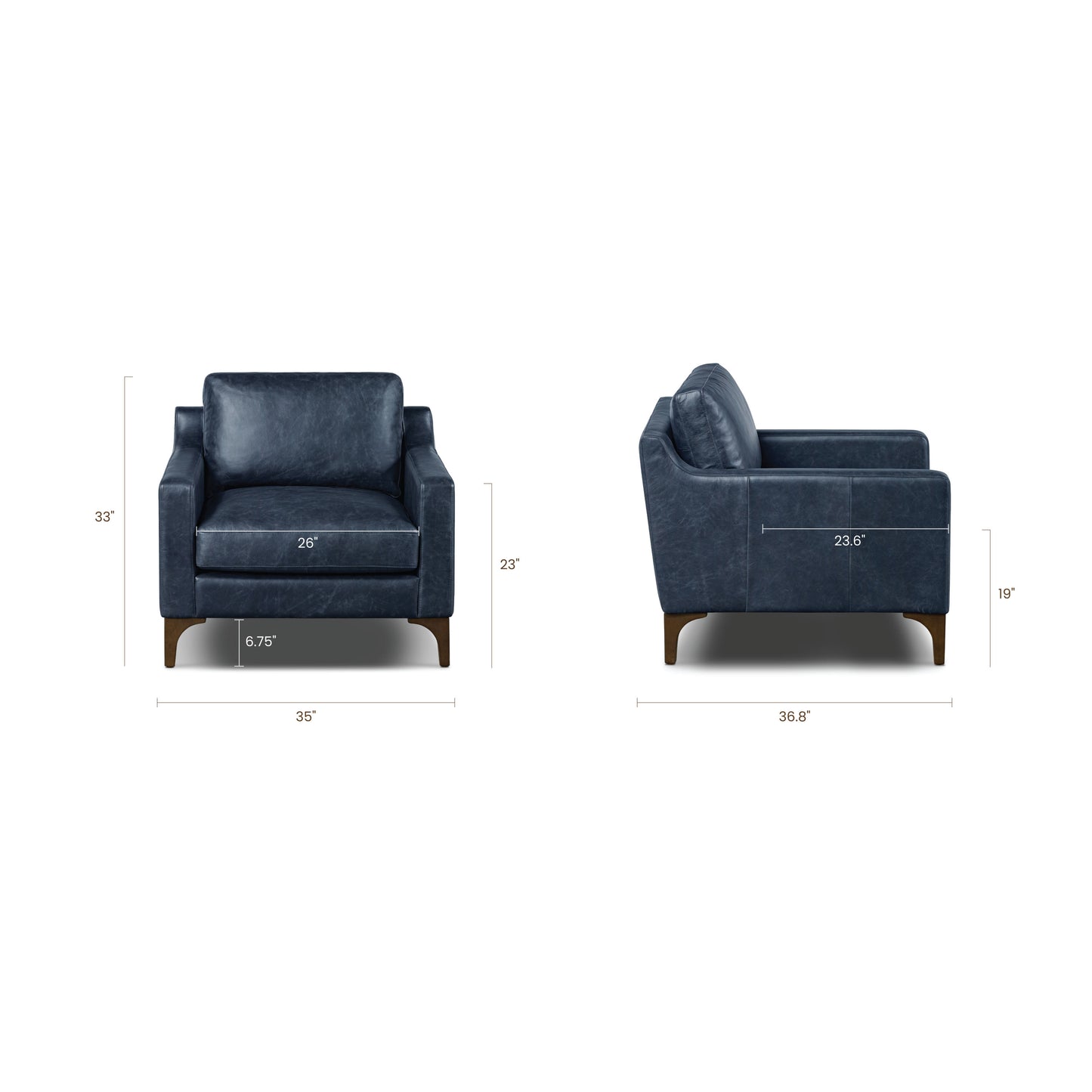 Sorrento Leather Lounge Chair | Nightfall Blue