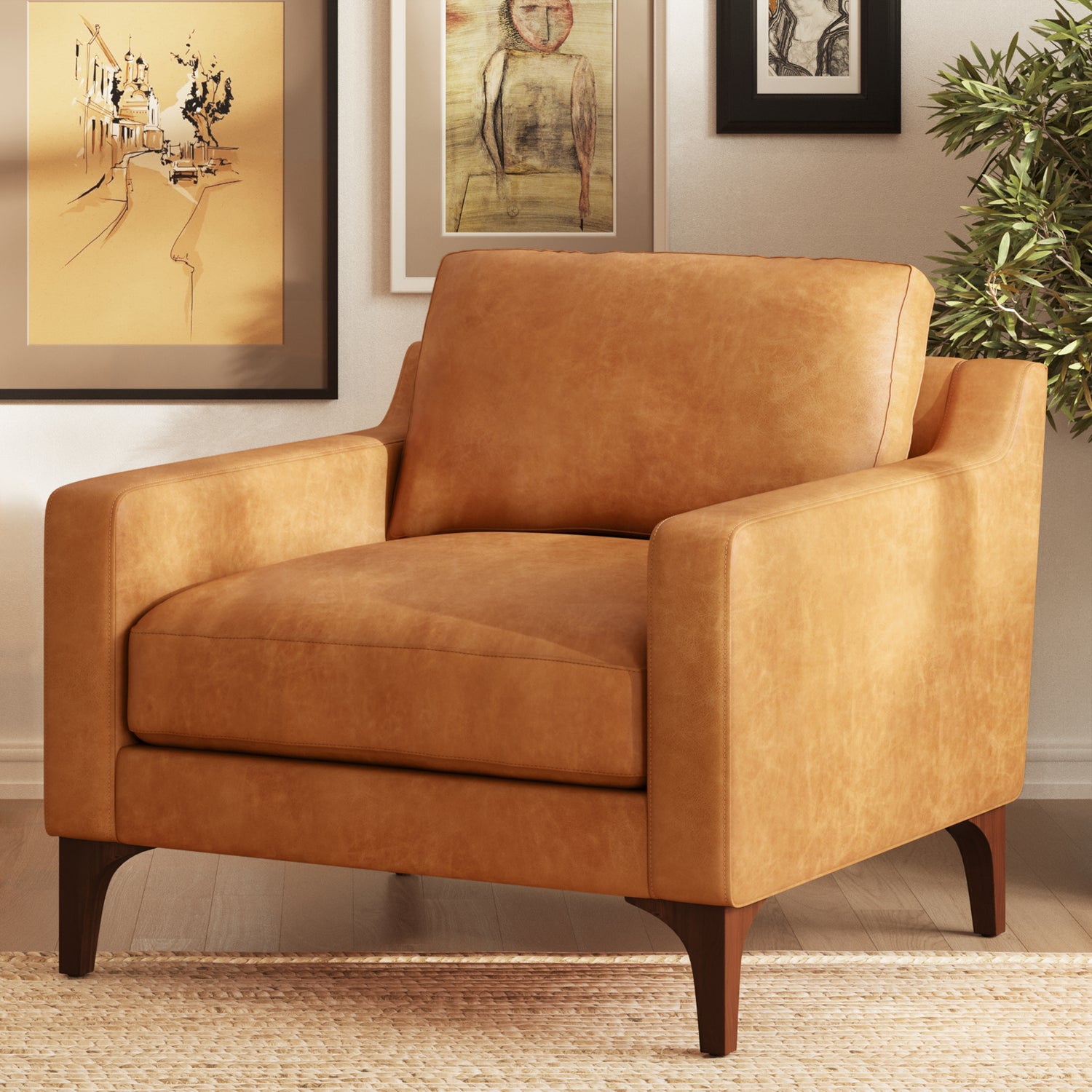 Sorrento Leather Lounge Chair | Cognac Tan lifestyle_image