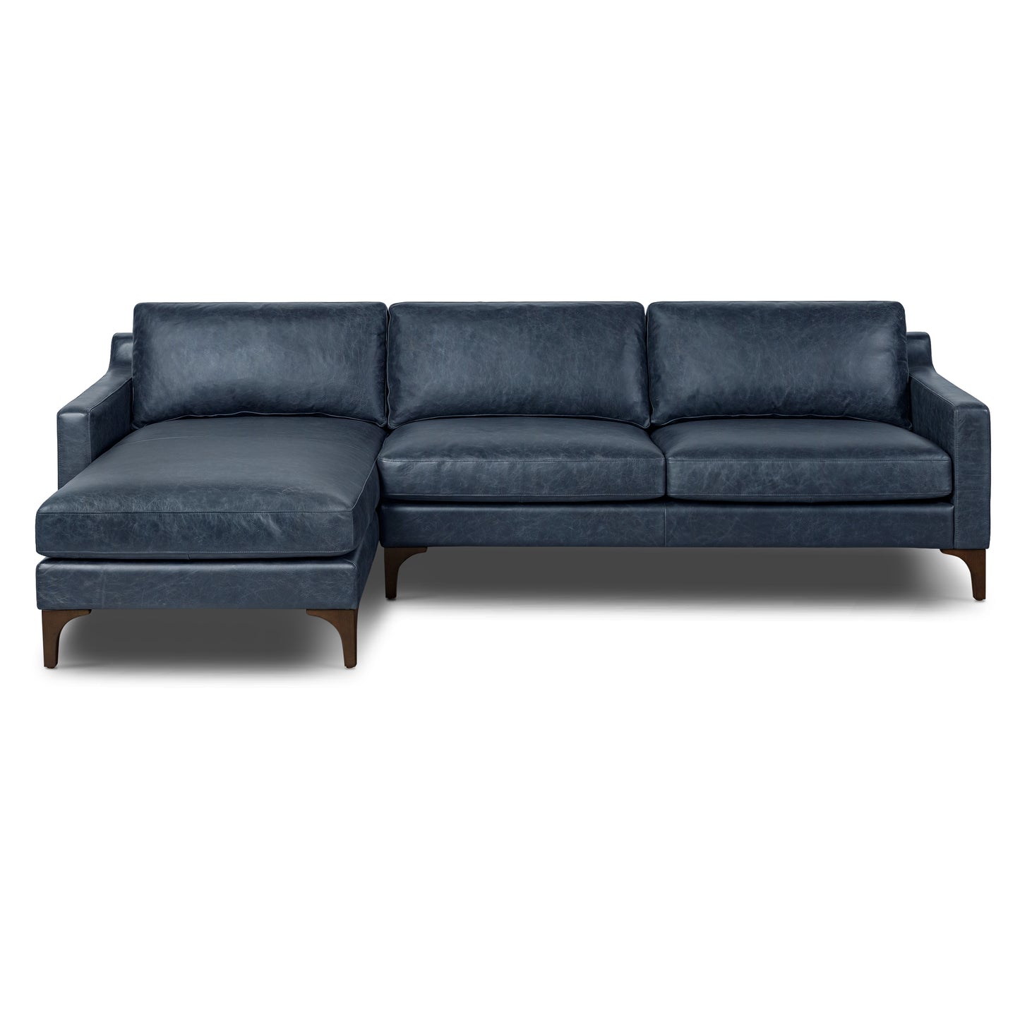 Sorrento 105" Leather Left-Facing Sectional Sofa | Nightfall Blue