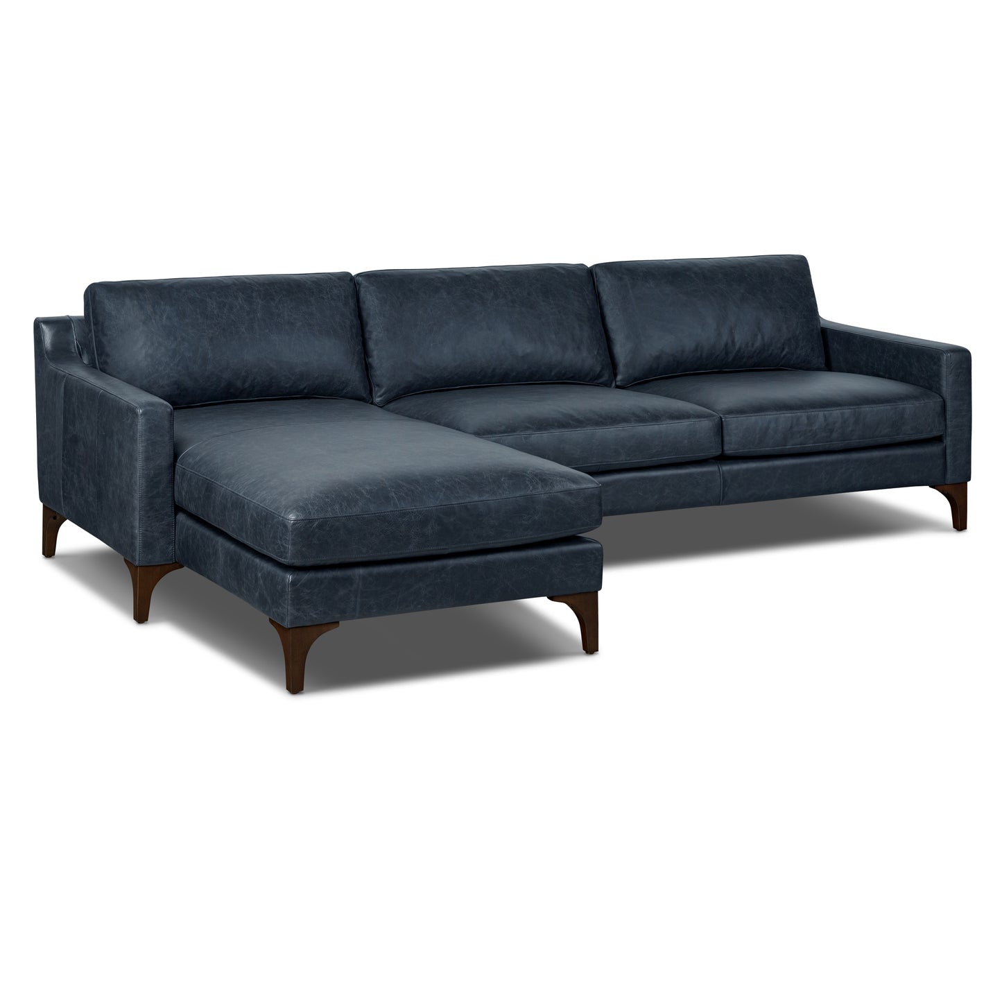 Sorrento 105" Leather Left-Facing Sectional Sofa | Nightfall Blue