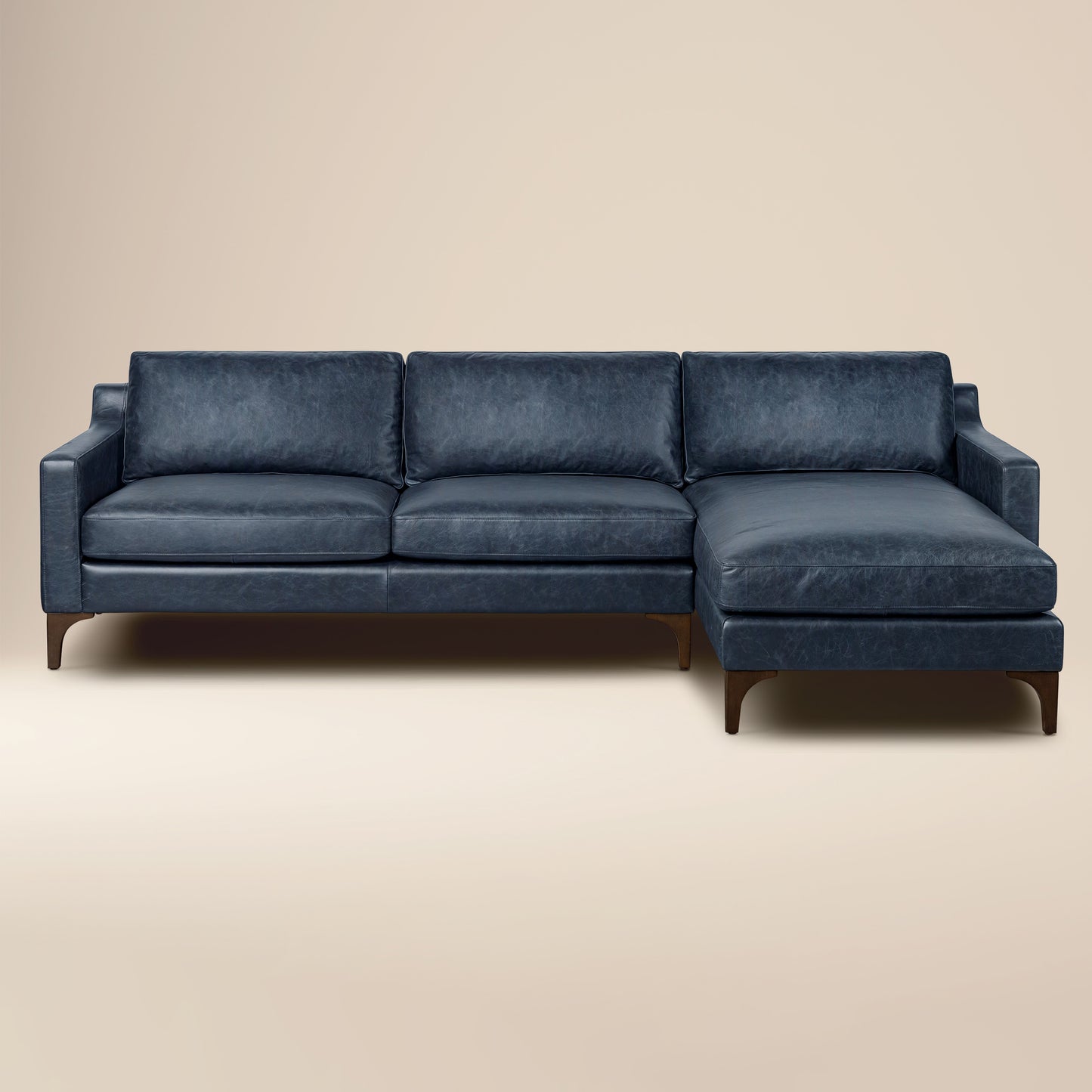 Sorrento 105" Leather Right-Facing Sectional Sofa | Nightfall Blue
