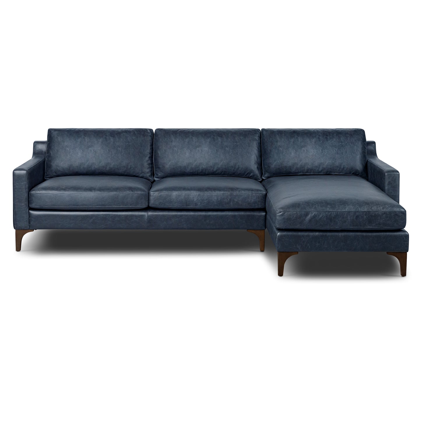 Sorrento 105" Leather Right-Facing Sectional Sofa | Nightfall Blue