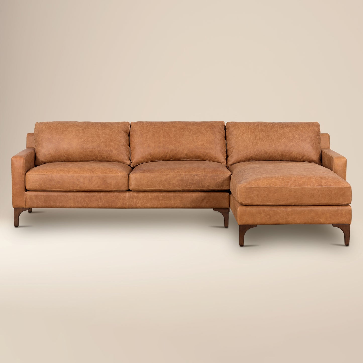 Sorrento 105" Leather Right-Facing Sectional Sofa | Cognac Tan