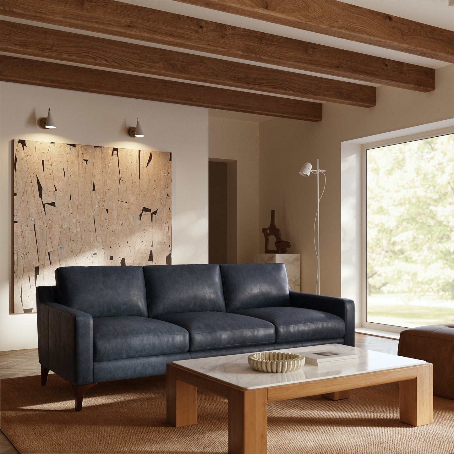 Sorrento 86" Leather Sofa | Nightfall Blue
