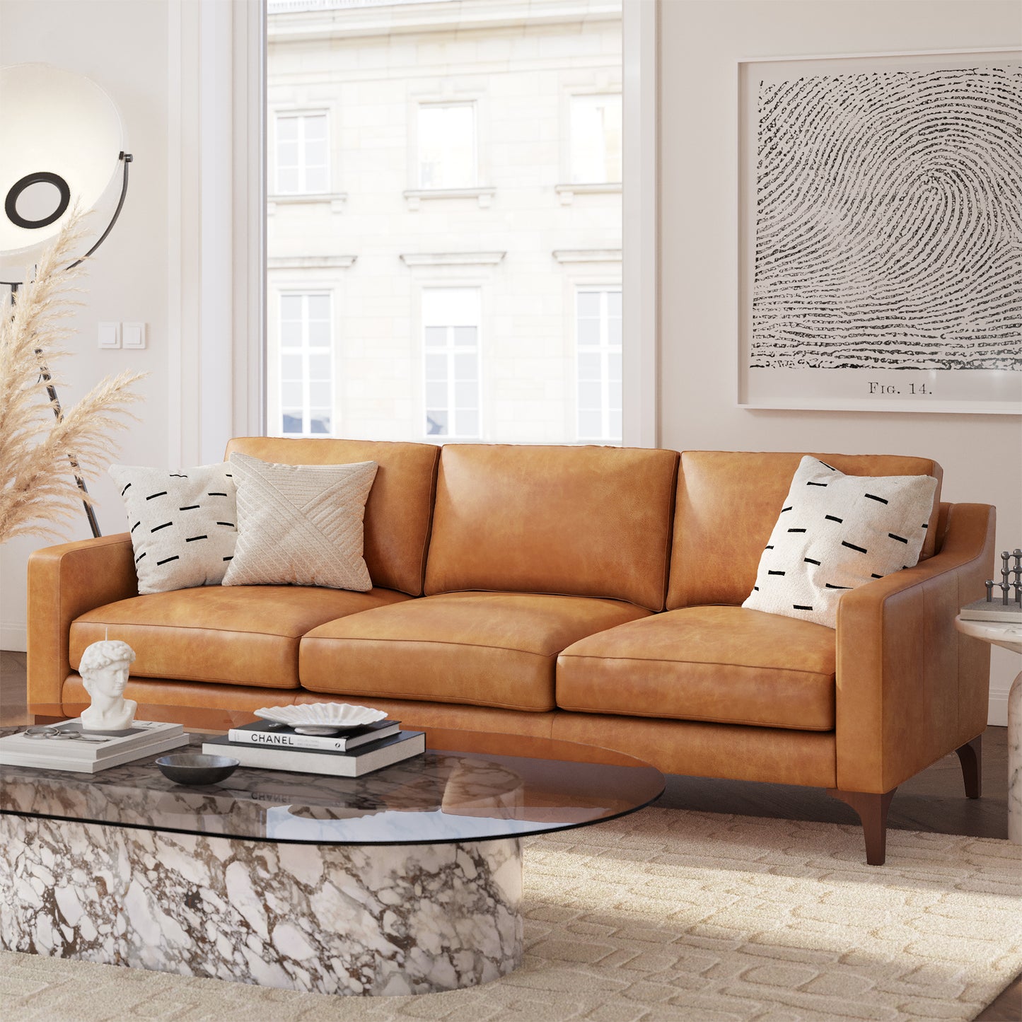 Sorrento 86" Leather Sofa | Cognac Tan