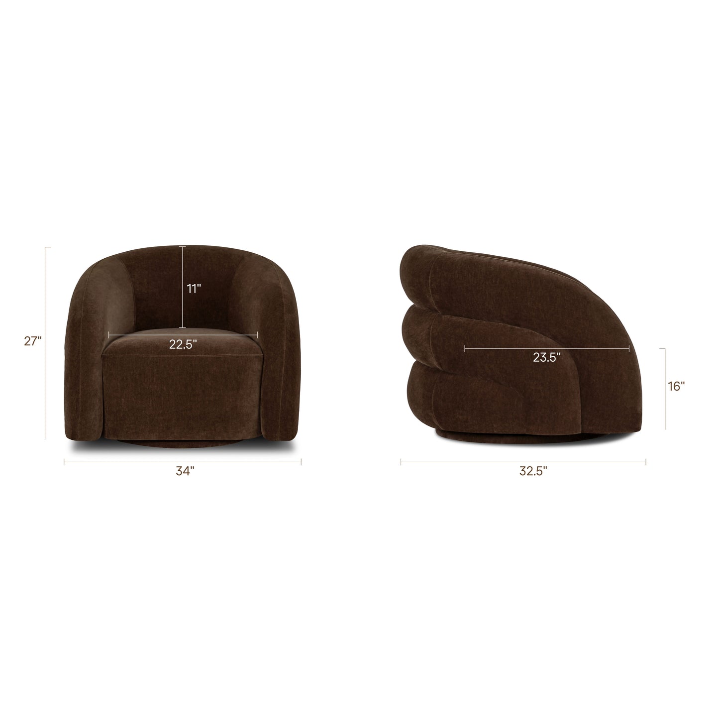 Volos Swivel Chair | Dusken Brown