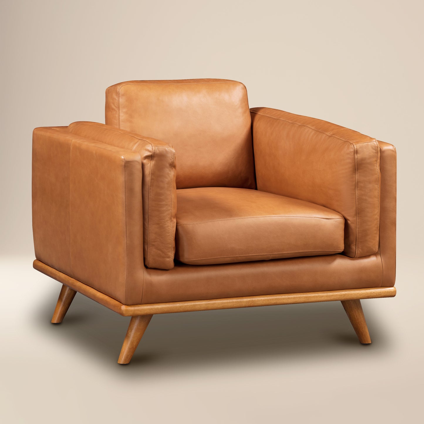 Cadiz Leather Lounge Chair | Saddle Tan