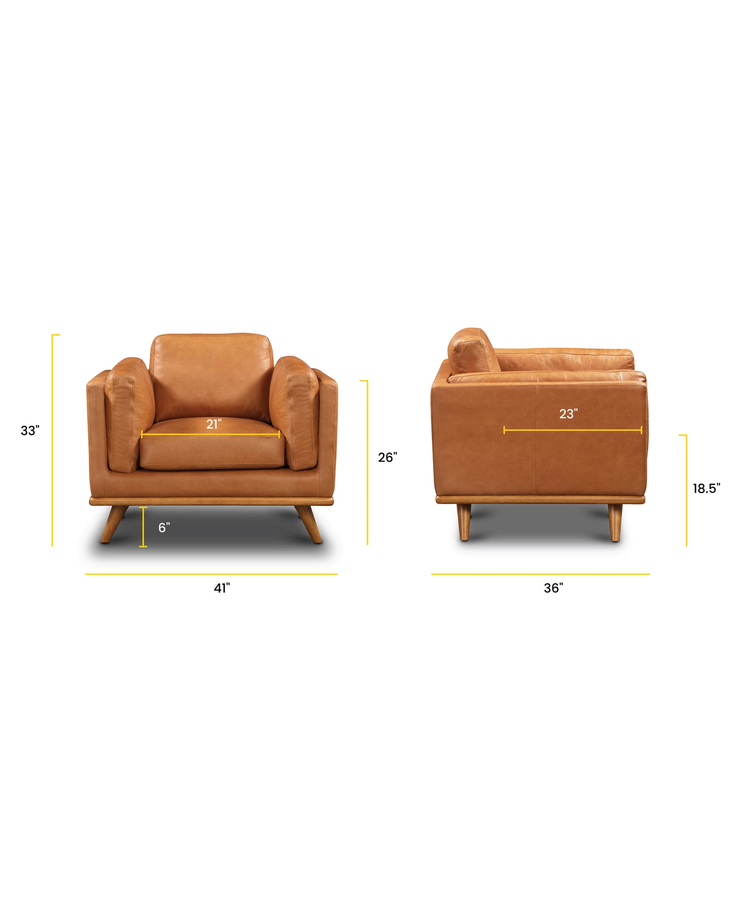 Cadiz Leather Lounge Chair | Saddle Tan