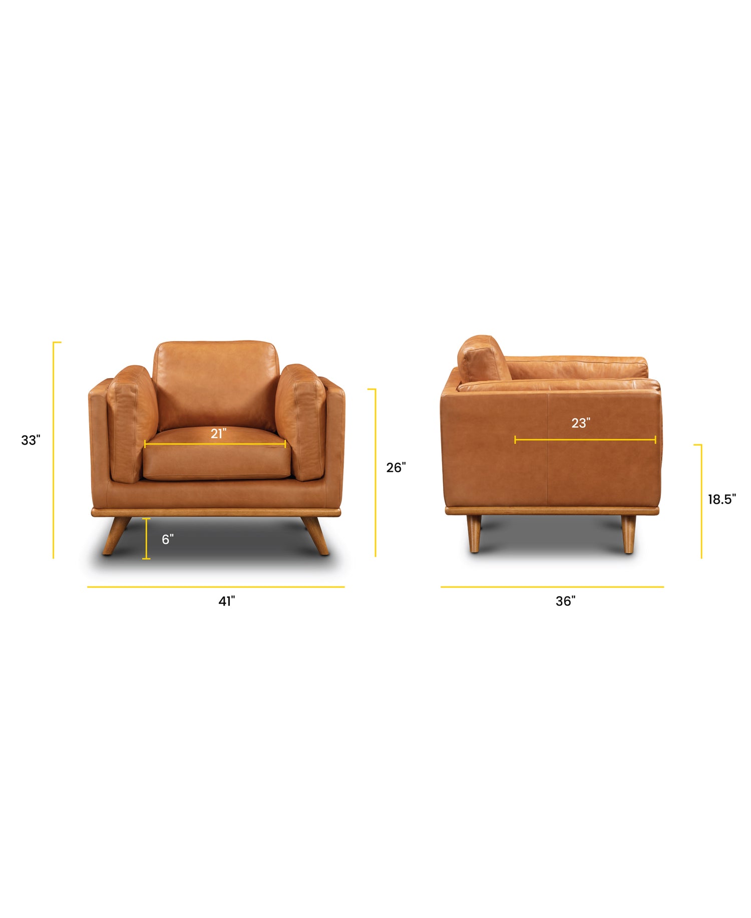 Cadiz Leather Lounge Chair | Saddle Tan 