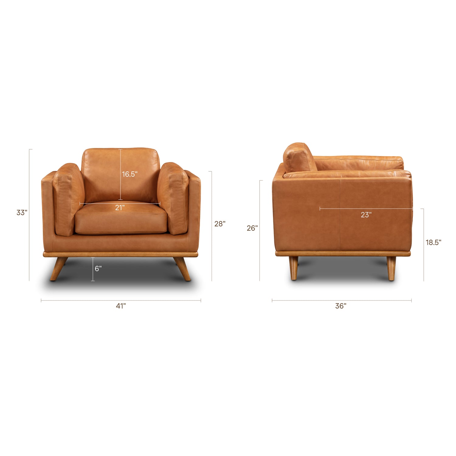 Cadiz Leather Lounge Chair | Saddle Tan 